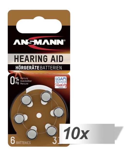 Ansmann patarei 10x6 Zinc-Air 312 (PR41) Hearing Aid Batteries