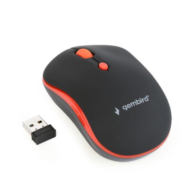 Gembird hiir Wireless Optical Mouse MUSW-4B-03-R, 1600 DPI, nano USB, must-punane