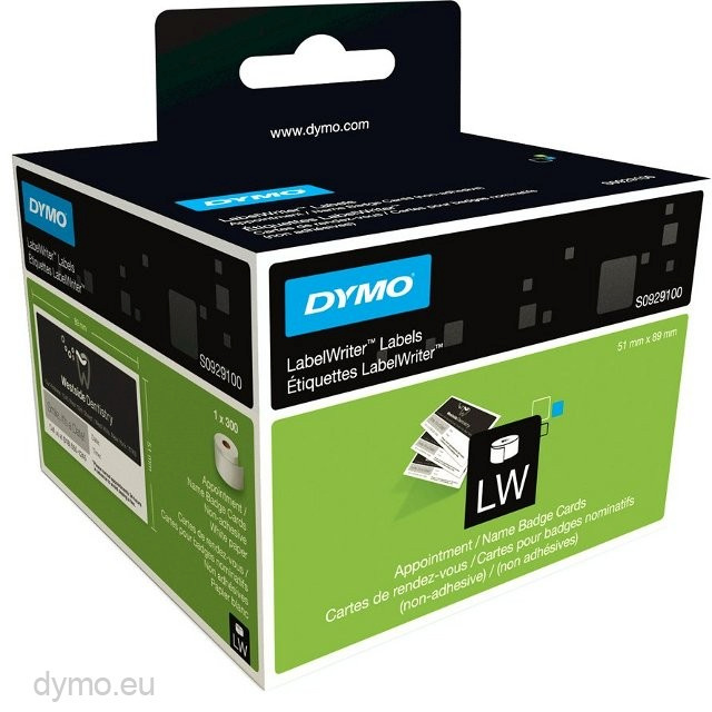 Dymo etiketiprinteri etiketid Terminkärtchen white 89x51mm