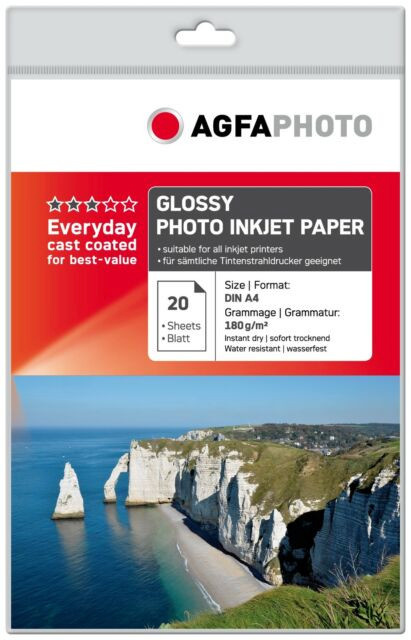 Agfaphoto fotopaber A4 Everyday Glossy 180g 20 lehte