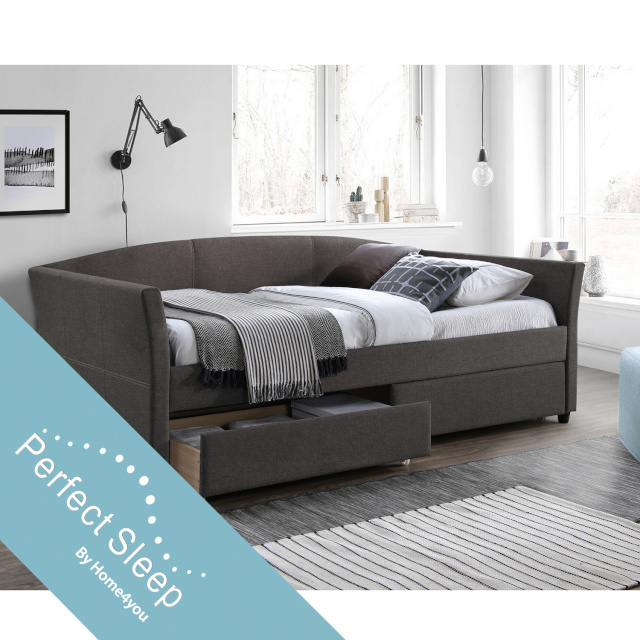 H4Y Voodi GENESIS madratsiga OLYMPIA TOP (86731) 90x200cm, 2-sahtliga, kangaga kaetud korpus, värvus: hall