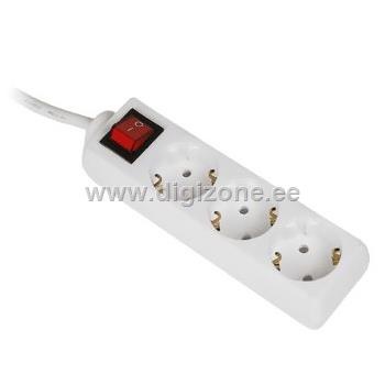 Hama pikendusjuhe 3 pesaga 3m, lülitiga, valge