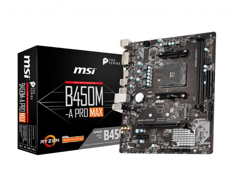 MSI emaplaat B450M-A Pro MAX (B450,AM4,mATX,DDR4)