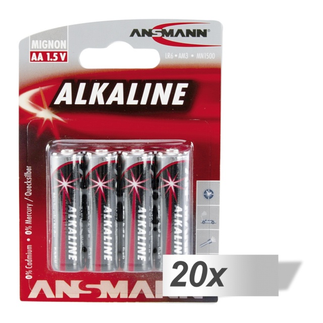 Ansmann patarei 20x4 Alkaline Mignon AA LR 6 punane-line