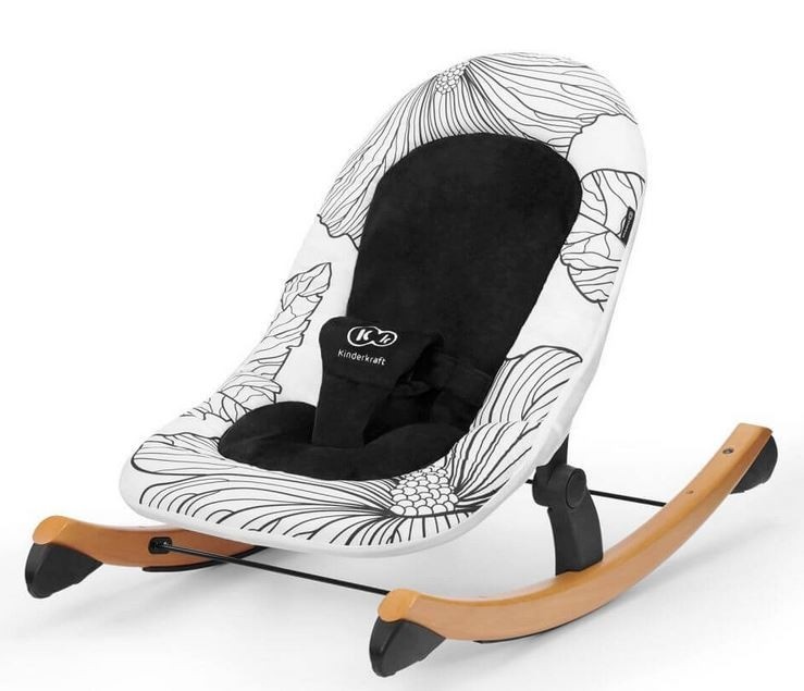 Kinderkraft lamamistool-kiik Finio Bouncer Rocker must-valge