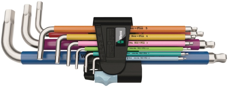 WERA 3950/9 Hex-Plus Multicolour Stainless 1 L-key set, metric