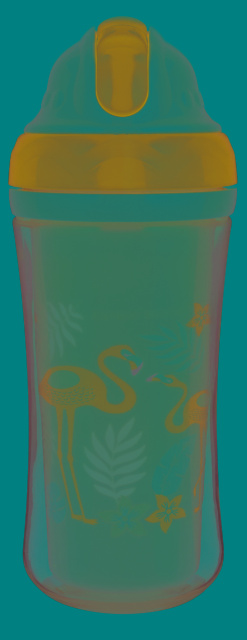 Canpol BABIES joogitops silikoonist kõrrega Flamingo 260ml, 74/050