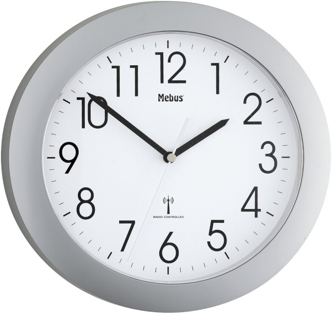 Mebus 52451 wireless Wall Clock hõbedane