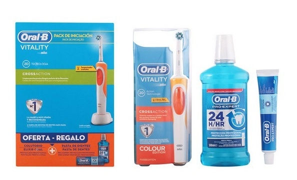 Braun hambahari Oral-B Vitality 2D oranž + 1tk Cross Action otsik + Pro-Expert hambapasta ja suuvesi