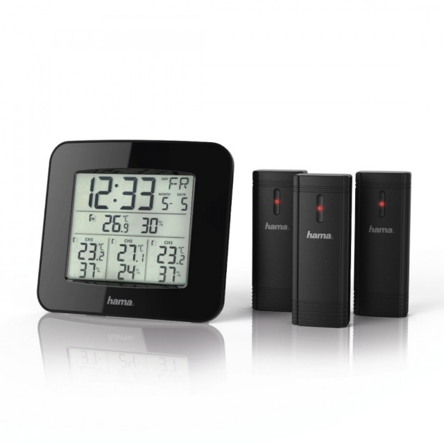 Hama termomeeter Weather Station EWS-TRIO 3 Sensors Black, must