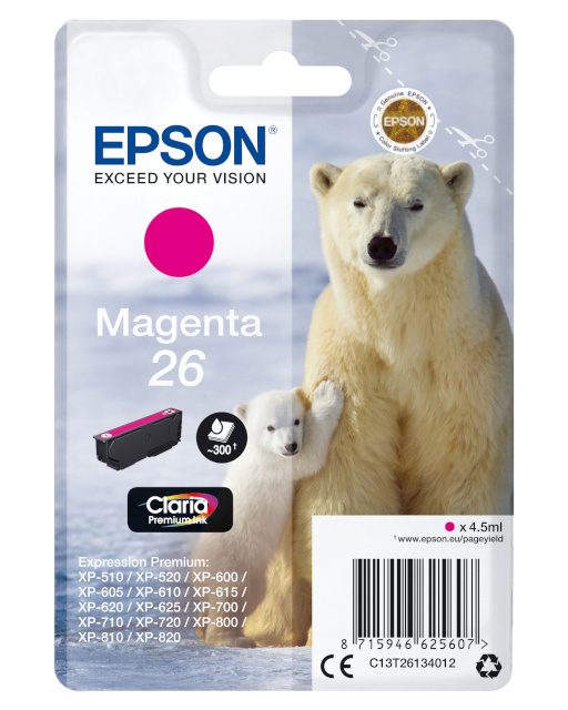 Epson Singlepack Magenta 26 Claria Premium Ink