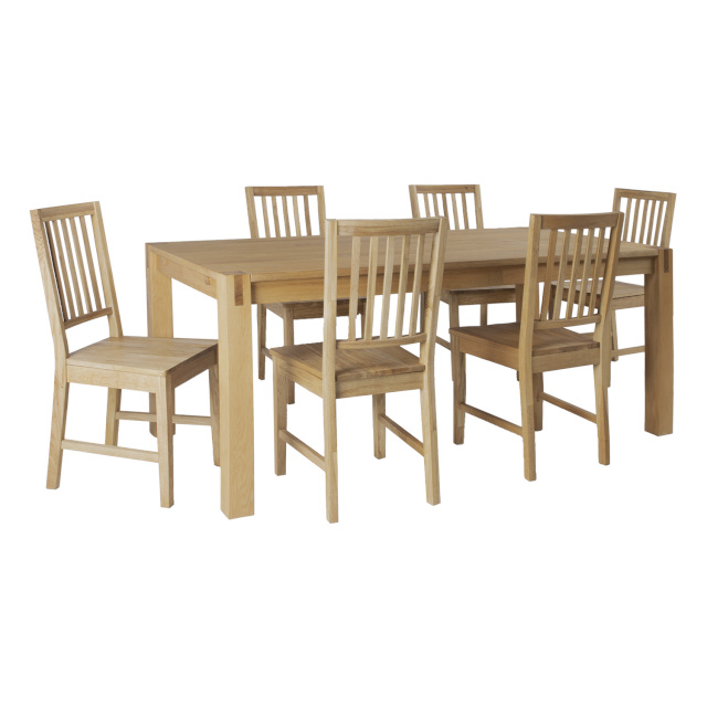 H4Y Söögilauakomplekt CHICAGO NEW 6-tooliga (19954) täispuit / MDF tammespooniga, õlitatud
