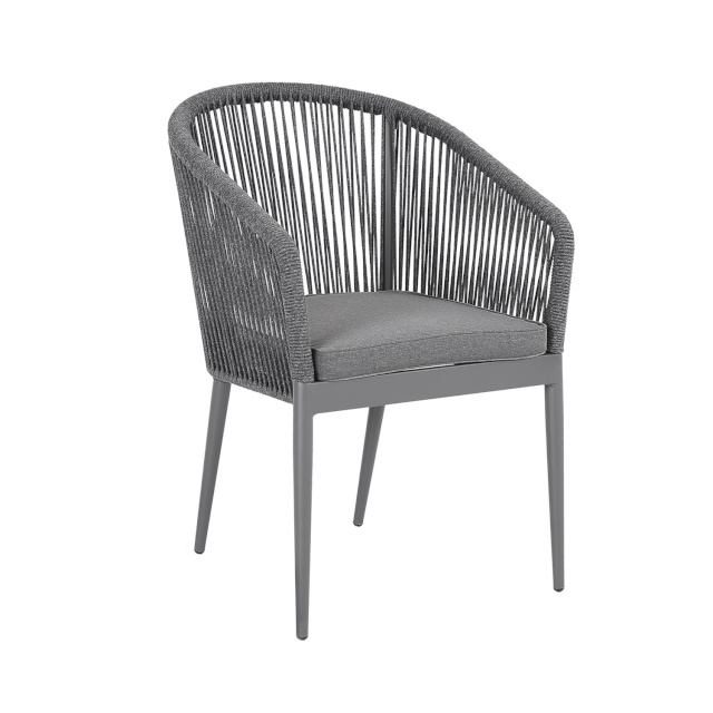 Tool ECCO 57x65xH81cm, hall alumiiniumraam nöörpunutisega, hall padi