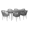 Aiamööblikomplekt ECCO laud ja 6 tooli (21177) alumiiniumraam nöörpunutisega