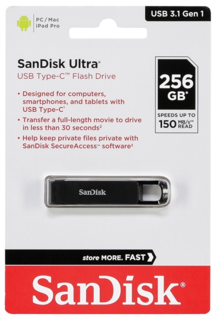 Sandisk mälupulk Ultra USB Type C 256GB Flash Drive New SDCZ460-256G-G46