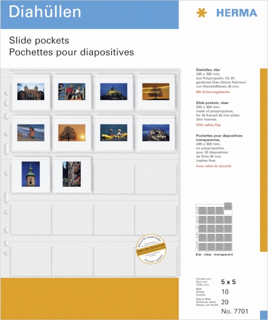 Herma Slide pockets 5x5 10 lk. clear 7701