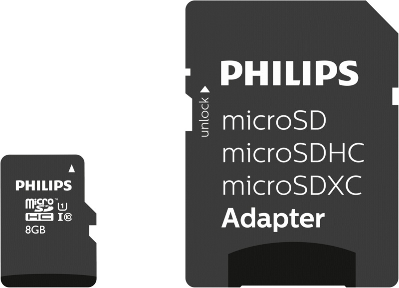 Philips mälukaart microSDHC Card 8GB Class 10 UHS-I U1 + Adapter