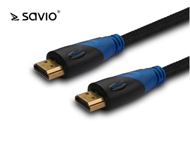 Elmak kaabel SAVIO CL-49 HDMI Braided Gold Nylon v1.4 3D 4Kx2K, 5m