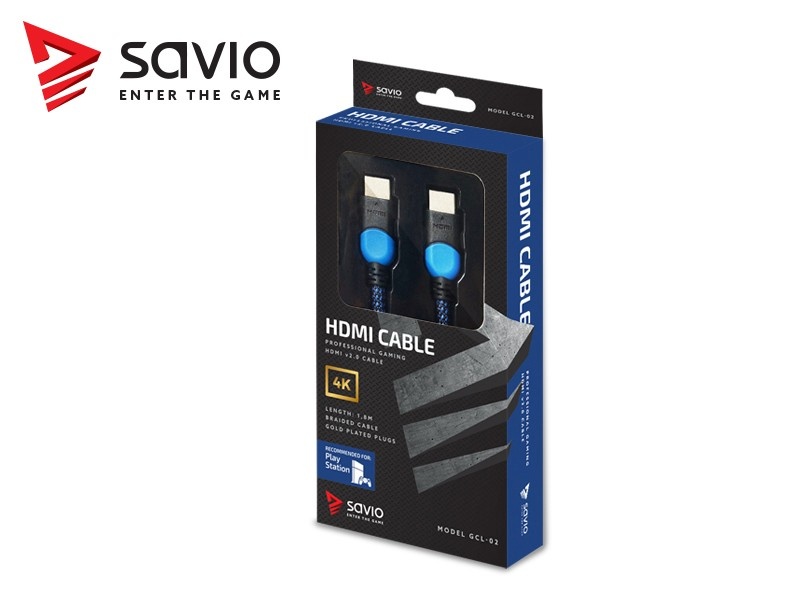 Elmak kaabel SAVIO HDMI V2.0 PLAYSTATION GAMING 4K OFC 1,8M GCL-02