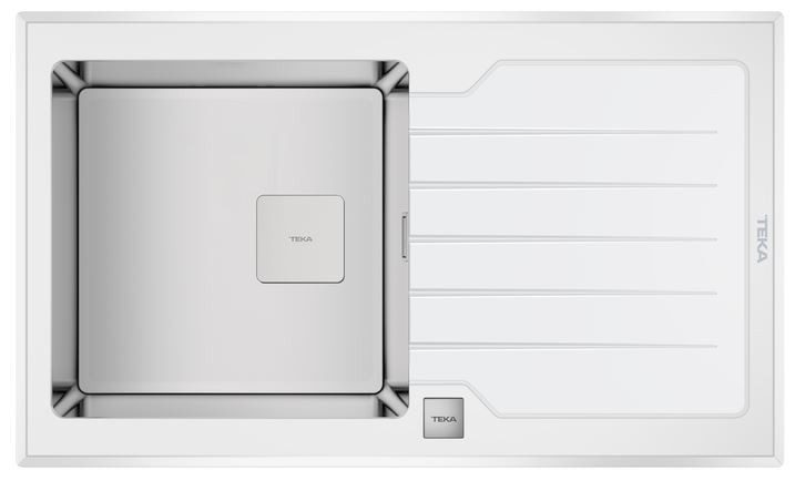 Teka kraanikauss Glass sink DIAMOND LUX 1B 1D 86 valge