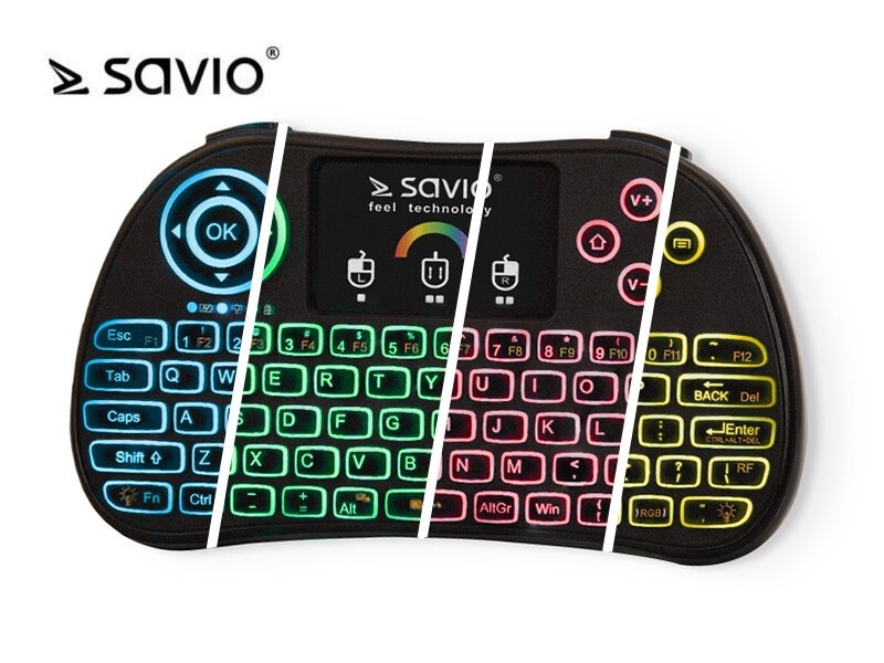 Elmak klaviatuur Keyboard Wireless Savio KW-03 RGB Backlit