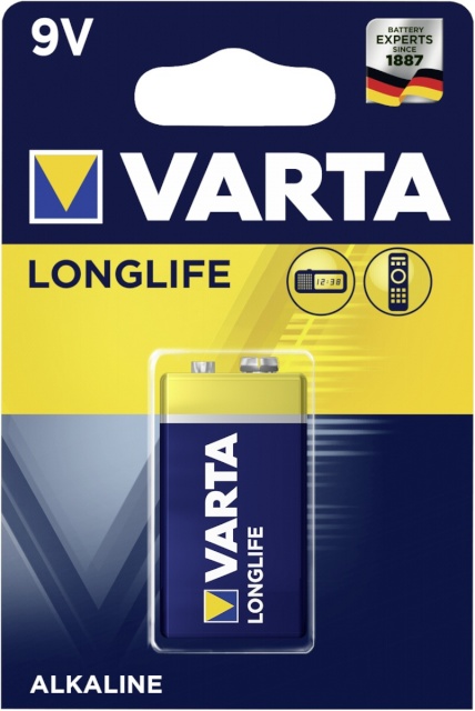 Varta patarei Longlife Extra 9V block 6 LR 61, 50tk