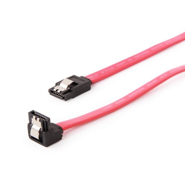 Cablexpert CC-SATAM-DATA90-0.1M	 Serial ATA III 10cm data cable with 90 degree bent connector, bulk packing, metal clips