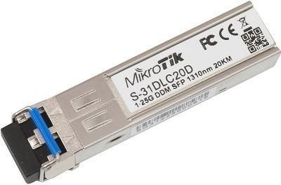 MikroTik võrguseade S-31DLC20D SFP, Single-Mode Fiber, Dual LC, 10/100/1000 Mbit/s, Wavelength 1310 nm, Maximum transfer distance 20000 m