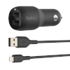 Belkin autolaadija BOOST CHARGE Dual USB-A Car Charger 24W + USB-A to Lightning Cable