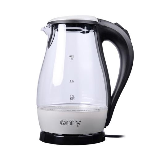 Camry veekeetja CR 1251w Glass Kettle, must/roostevaba teras