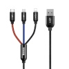 Baseus kaabel Three Primary Colors 3-in-1 Cable (USB-C/Lightning/micro) 3.5A 0,3m, must
