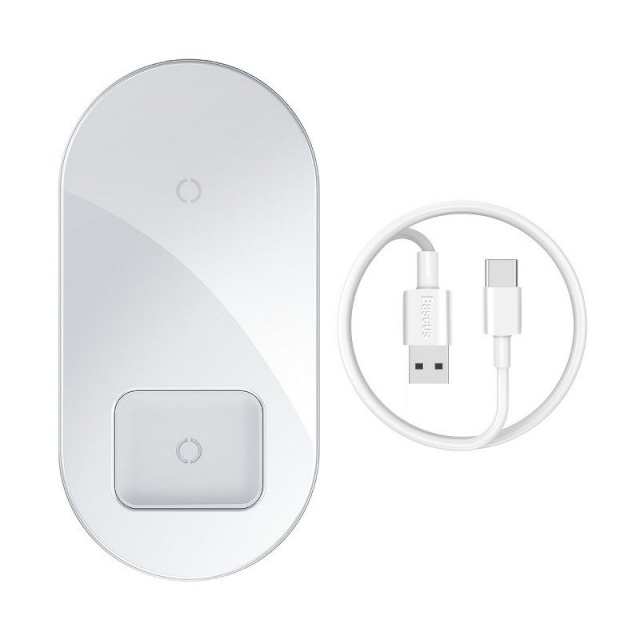 Baseus juthmevaba laadija Simple 2in1 Wireless Charger Pro Edition, valge