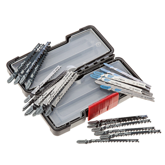 Bosch 40-osaline tikksae terade komplekt Jigsaw Blade Kit koos kohvriga puidu- ja metallitöödeks (2607010904)