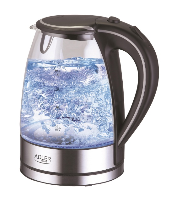 Adler veekeetja AD 1225 Electric Kettle, 1,7L, roostevaba teras/must 