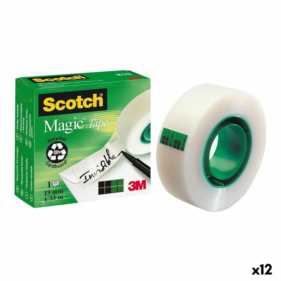 Scotch kleeplint Magic läbipaistev valge 19 mmx33 m 12tk
