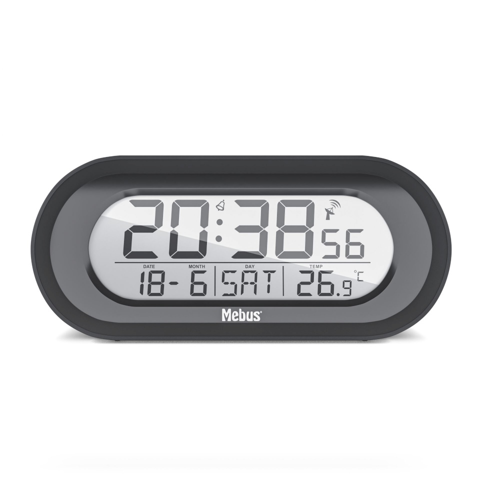 Mebus lauakell 25809 Digital Radio Alarm Clock, must