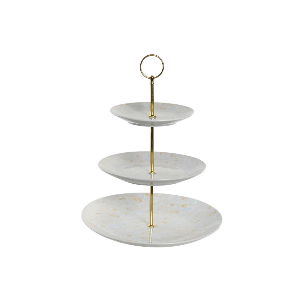 DKD Home Decor Puuviljakauss 27x27x34cm Portselan sinine roosa Metall