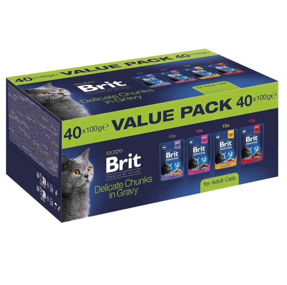 Brit kassitoit Premium by Nature Value Pack Adult Box, 40x100g