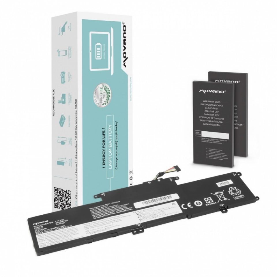 Movano sülearvuti aku L17L3P53 for Lenovo ThinkPad Yoga L380 L390 - 3990 mAh (44 Wh)