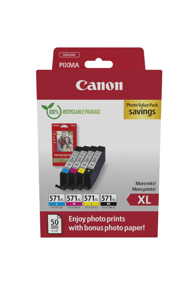 Canon tindikassett Canon CLI-571 XL BK/C/M/Y foto Value Pack