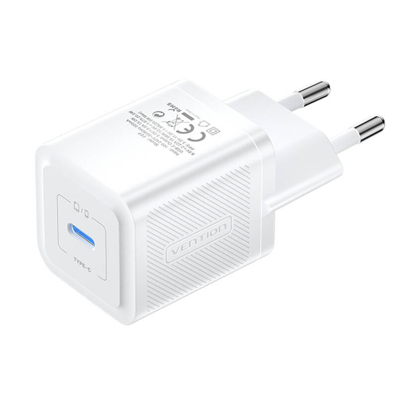 Vention seinalaadija Wall Charger, , FEPW0-EU, USB-C, 20W, GaN valge