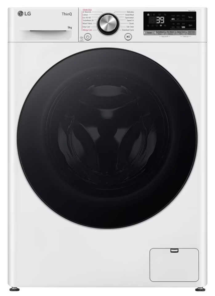 LG pesumasin F2WR709S2W Washing Machine, 9kg, 1200 p/min, valge