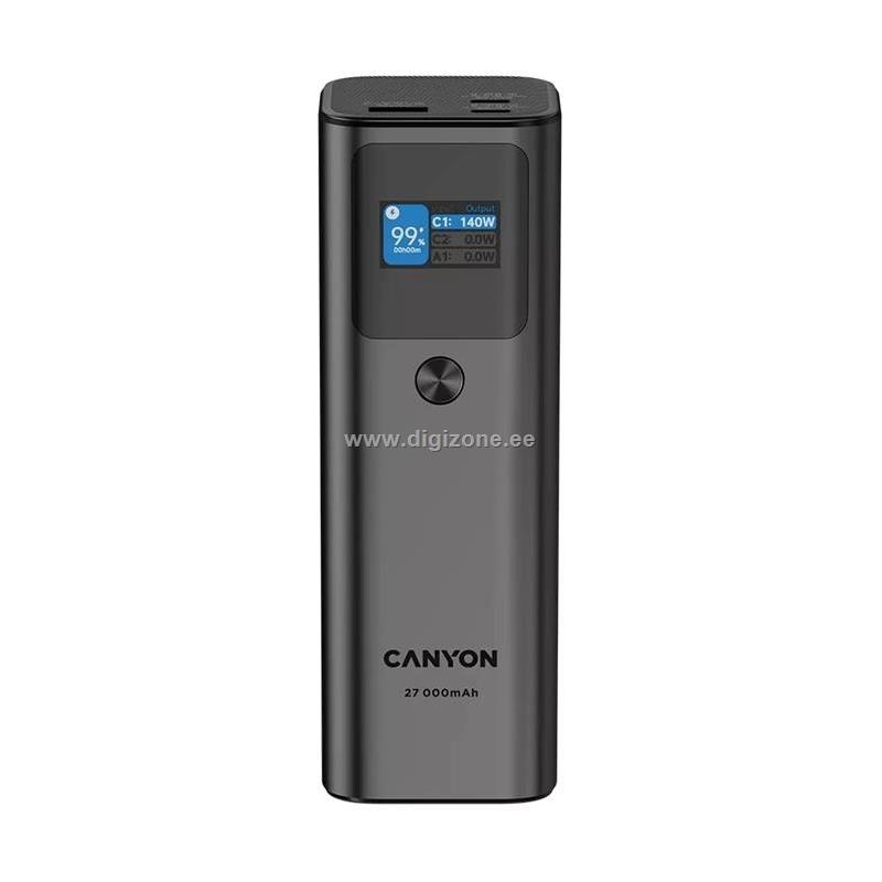 Canyon akupank Power bank 27000mAh 140W TFT, Dark Grey
