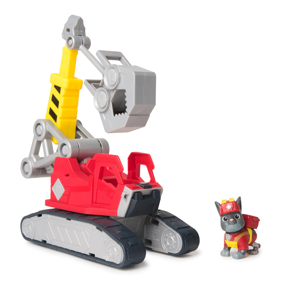 Rubble & Crew - Chargers 2-in-1 Mega Kran (mit abnehmbarer Baggerkralle, Presslufthammer und Charger Hundefigur)