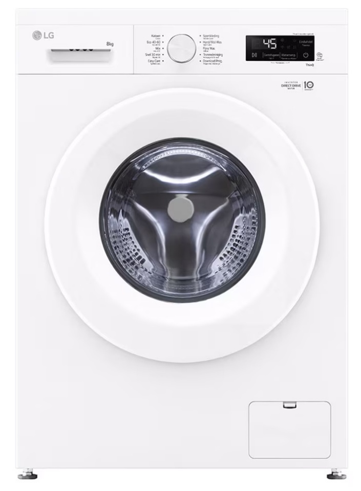 LG pesumasin F4X1008NWH Washing Machine, 8kg, 1400 p/min, valge