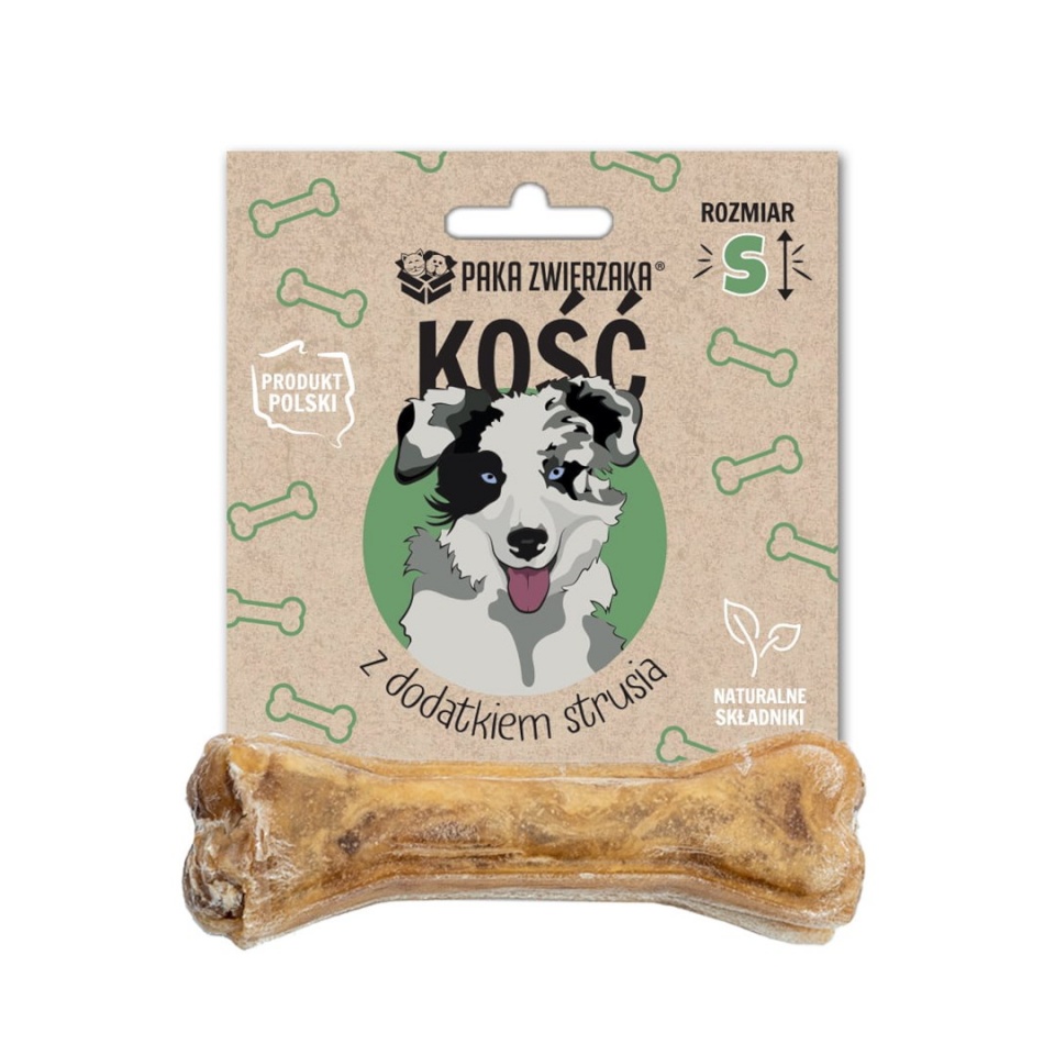 Paka Zwierzaka maius koerale Bone with Added Ostrich S, 10cm, 35g