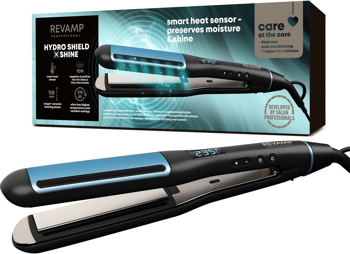 Revamp sirgendaja ST-1800-EU Progloss Hydro Shield Shine Ceramic Straightener With Smart Sensor, must/sinine