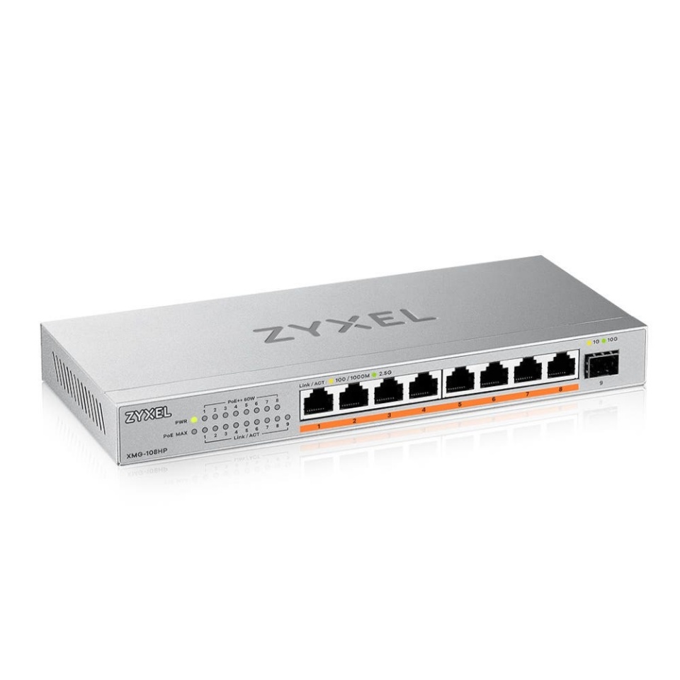 Zyxel switch XMG-108HP Unmanaged 2.5G Ethernet (100/1000/2500) Power over Ethernet (PoE)
