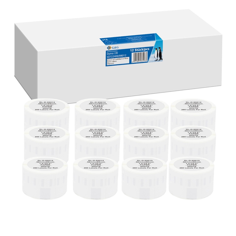 G&G etikett 12x G&G Etiketten 36mm x 89mm sw Komp. m. 99012/ s0722400