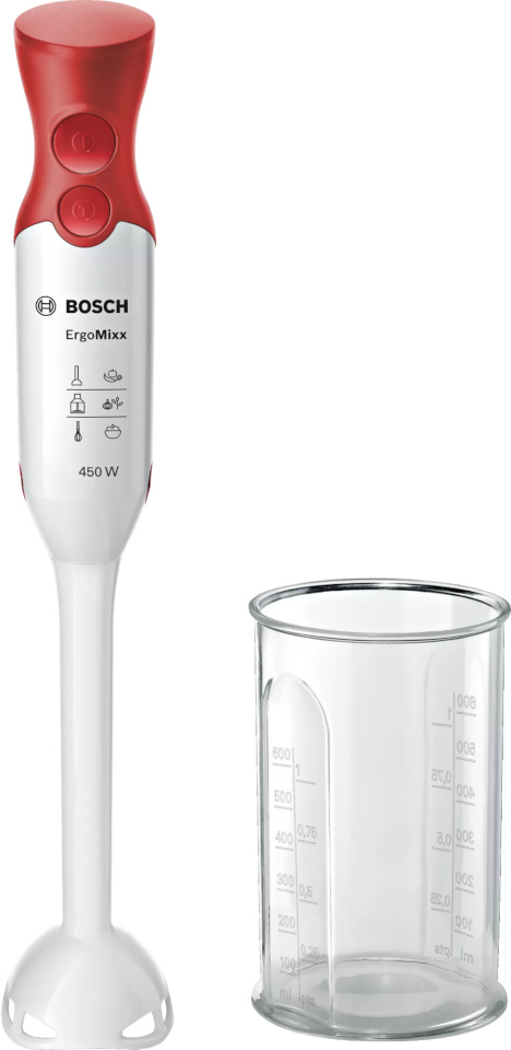Bosch saumikser MSM64010 ErgoMixx Hand Mixer 450W, valge/punane